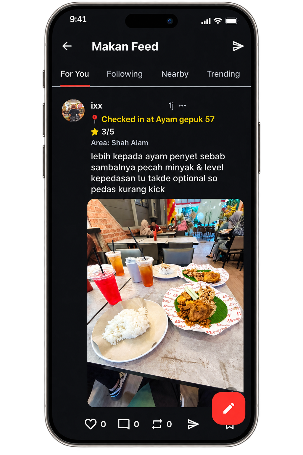 MakanMana feed screen in a realistic phone mockup
